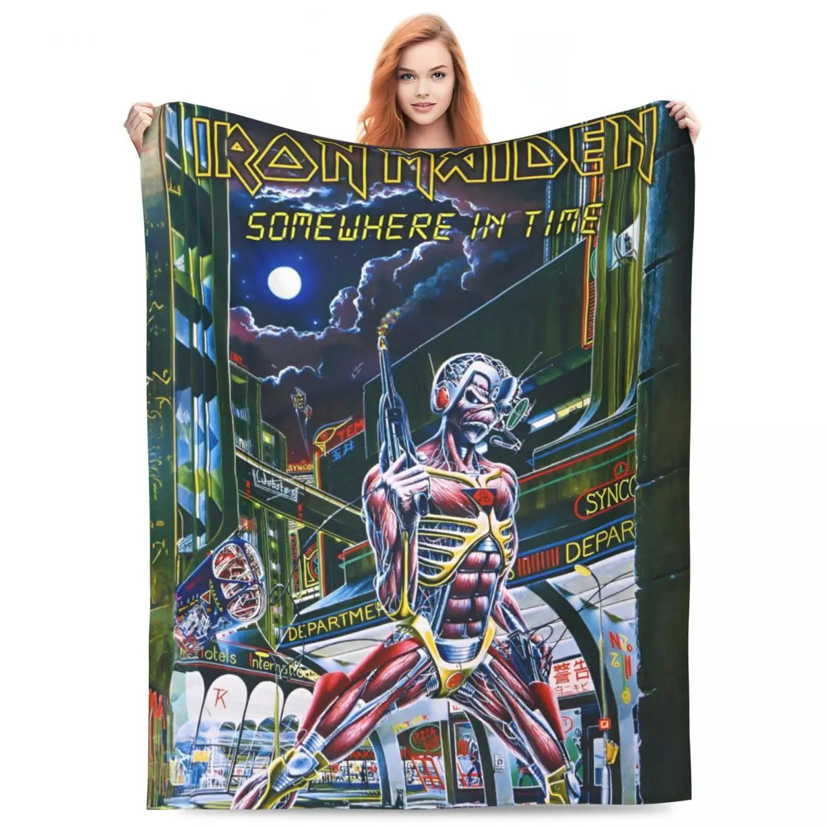 Iron Heavy Metal Maidens Blankets Coral Fleece Plush Decoration Lightweight Thin Throw Blankets for Sofa Couch Bedspreads