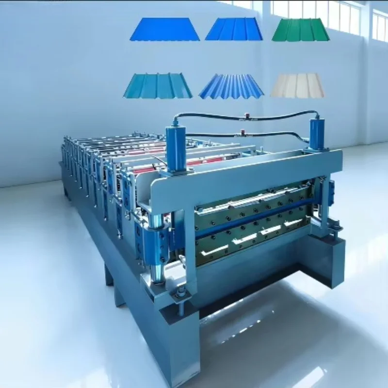 Auto Control 380V Roofing Sheet Tile Making Glazed Metal Roof Wall Panel Roll Forming Machine Gear Motor Pump For Color Steel