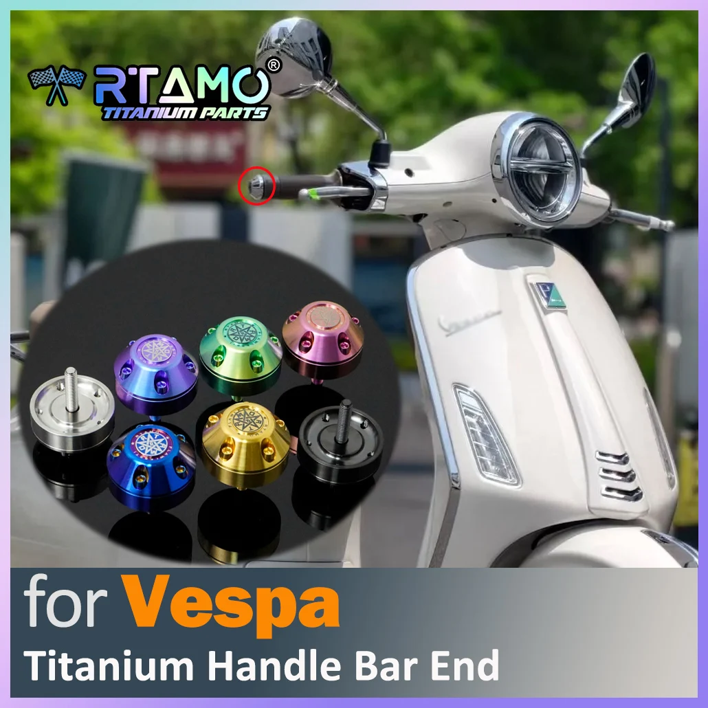 RTAMO Titanium Handle Bar End Plug with Bolt Fit for Vespa Sprint 150/180 Primavera 150/180 GTS/GTV300 (2024-2026)