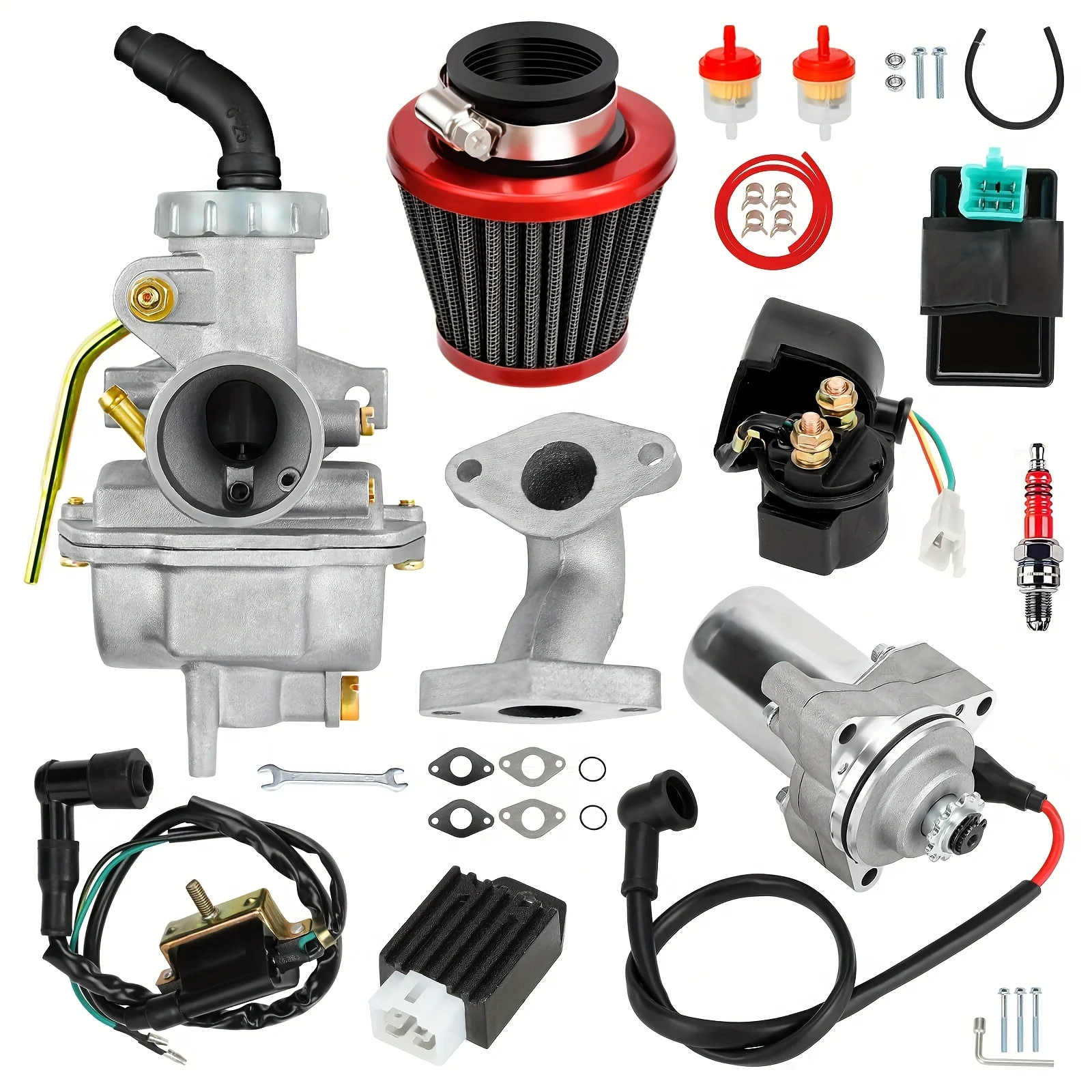 

ATV PZ20 Carburetor Starter Motor Kit Compatible for TaoTao Coolster 125 110 Kazuma Baja 50 ATV Kart Dirt Bike Performance Parts