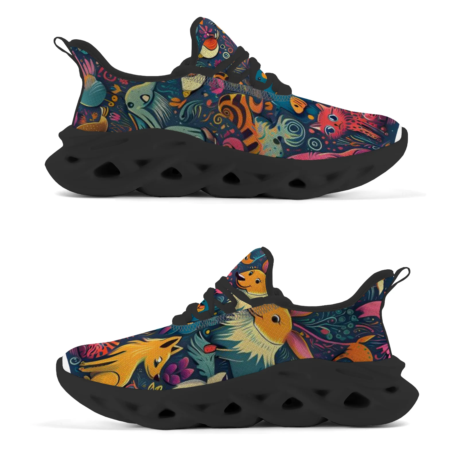 أحذية رياضية كاجوال للرجال والنساء بطباعة فنية، أحذية رياضية خفيفة الوزن وجيدة التهوية