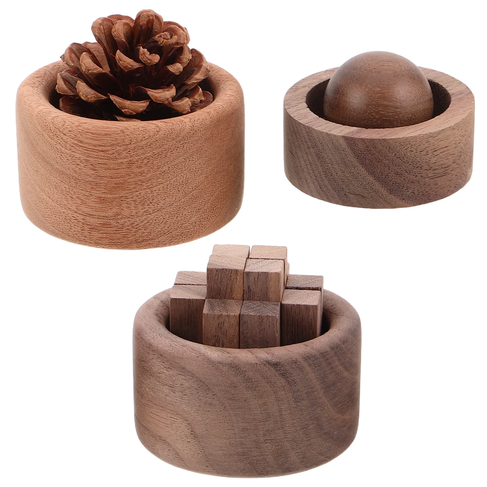 3Pcs Wood Essential Oil Diffuser Set Compact Waterless Fragrance Diffuser Portable Mini Scent Spreader for Living Room Bathroom