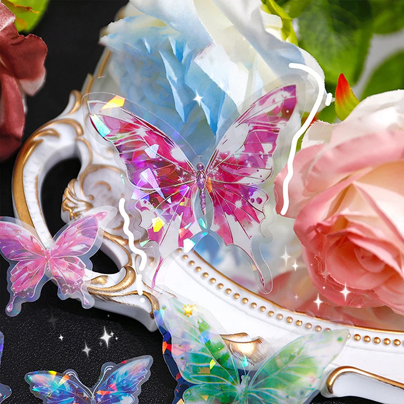 20Pcs Vintage Butterfly Sticker PET Material Paper Waterproof Stickers Set Fairy Tale Journal Stickers For Scrapbooking Planner