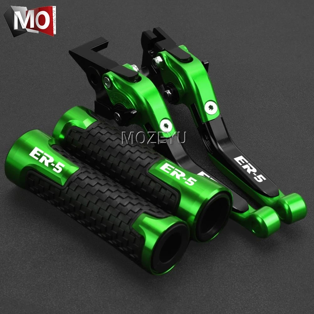 For KAWASAKI ER-5 ER5 2004 2005 Motorcycle Acessories Extendable Folding Adjustable Brake Clutch Levers & 22MM Handlebar grips