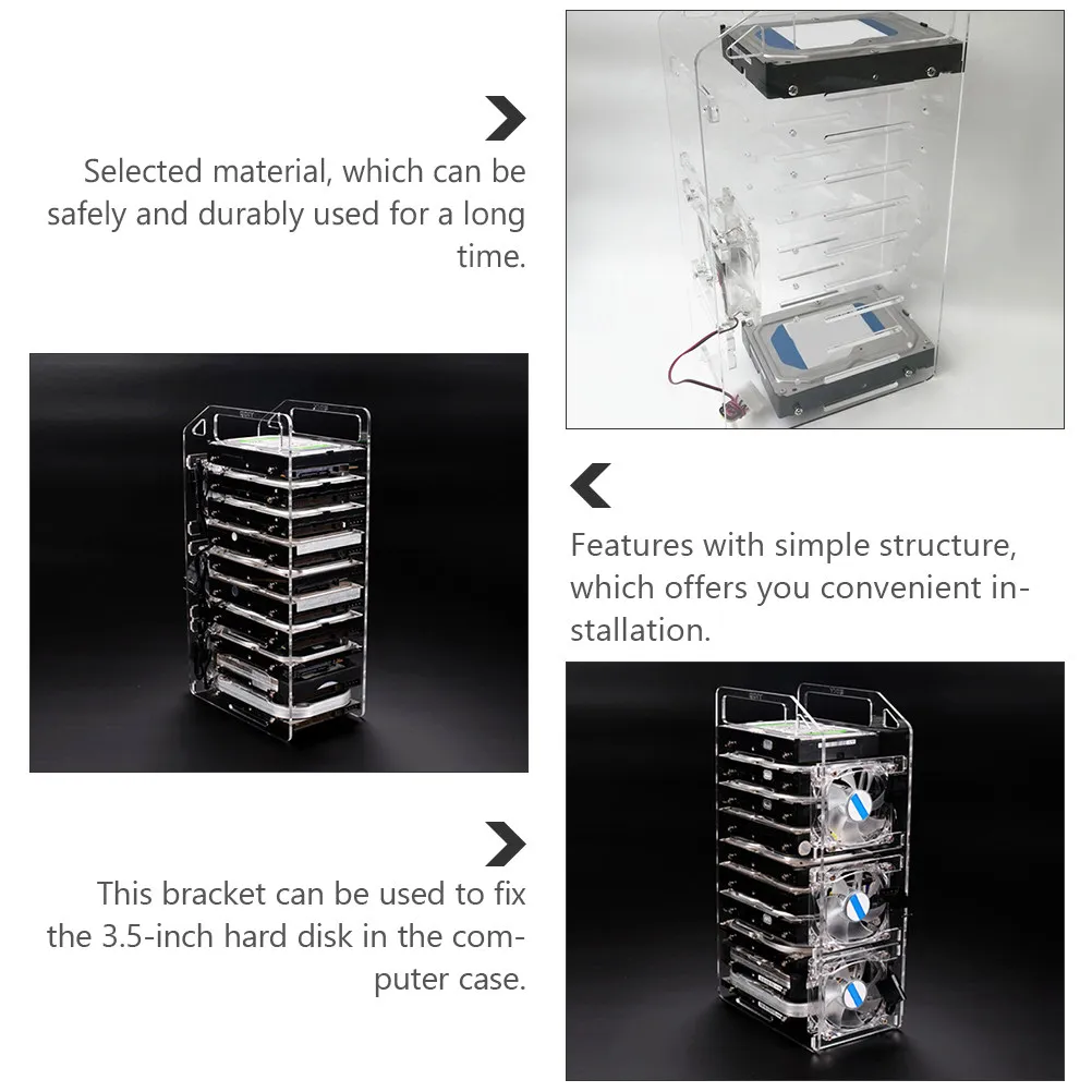 3.5 Inch HDD Bracket Metal Hard Drive Caddy for PC Case – High Strength, Fast Cooling Hollow Design 3