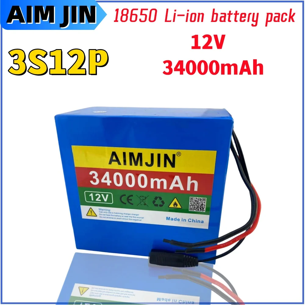 

New Portable 3S12P 12V 34Ah 34000mAh Rechargeable Li-Ion Battery, For LED Lamp Light Backup Powe Etc