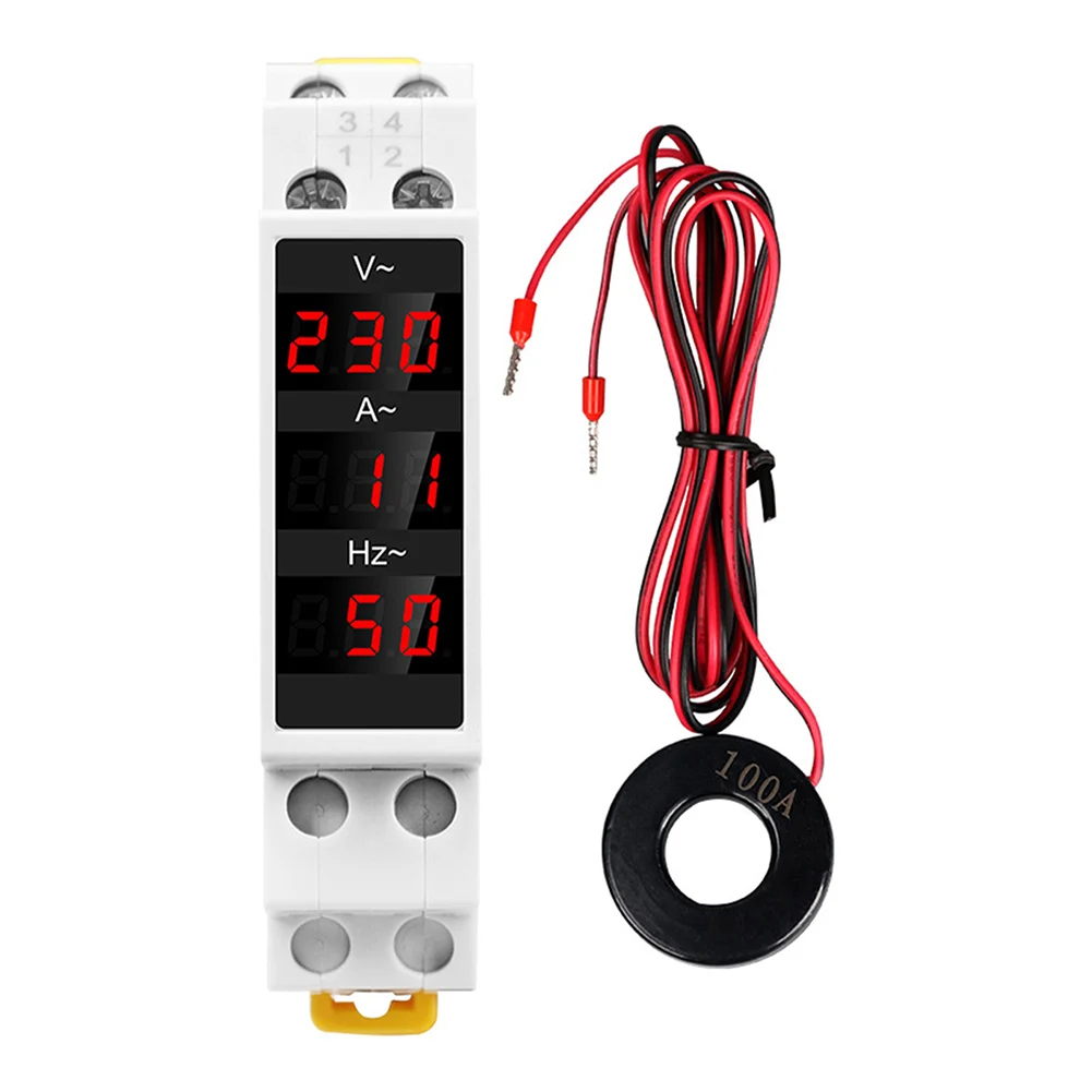 

Din Rail 18mm Voltage Meter AC 80-500V 220V 380V Single Three Phase Modular Voltmeter Indicator LED Digital Display Detector