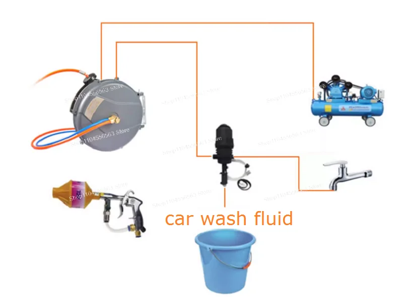 ​​8-10M Dual-Channel Water/Air Mixing Hose Reel, Auto-Retractable Telescopic Winder for Automotive & Industrial Use​​