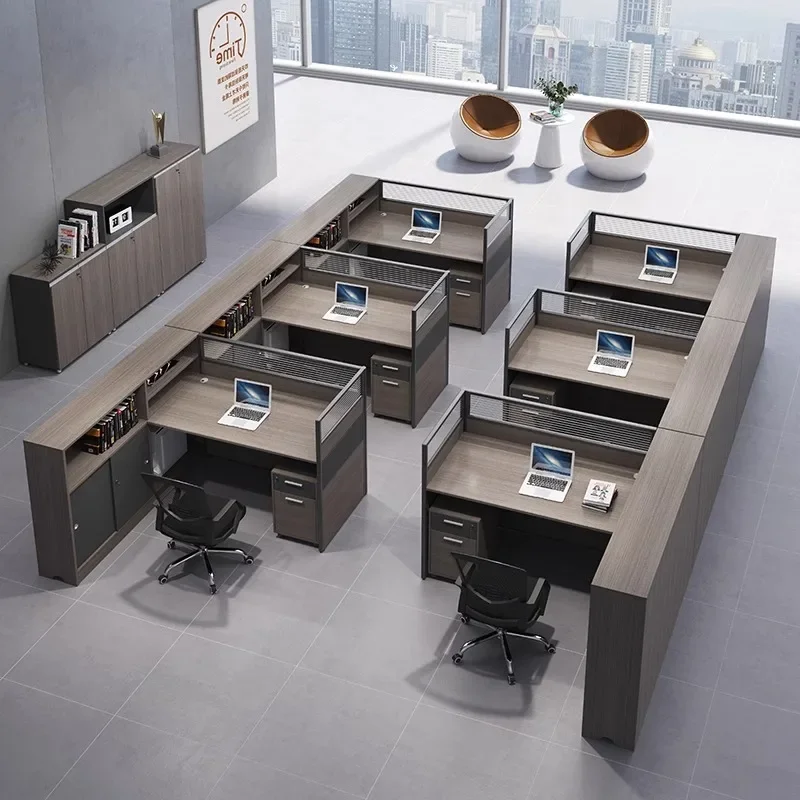 Staff desk Staff four people 4 people 6 office simple financial desk