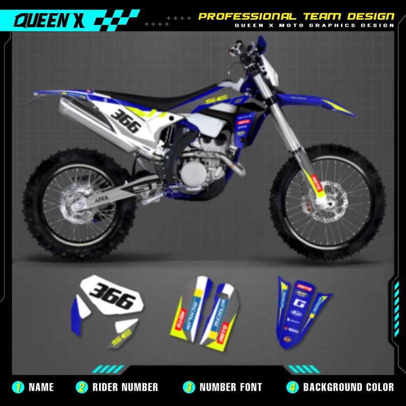 Queen X MOTOR Custom Team Graphics Decals Stickers Kit For Sherco Decal 2017 2018 2019 2020 SE 250 300 SEF250 300 020