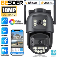 Auto Tracking 10MP IP Camera Wifi PTZ Dual Lens 5K 2.4/5G Outdoor Surveillance Camera Color Night Vison Security 8MP Protection