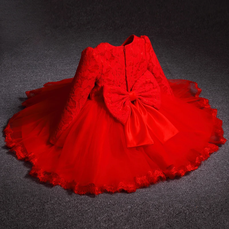 2-10Y Kids Knee-Length Flower Girl Dress Lace Tulle Tiered Formal Prom Gown Beading Appliques Bow Performance Dresses