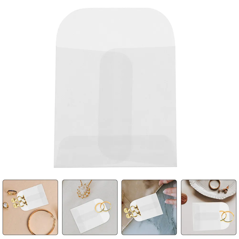 

50Pcs Transparent Paper Jewelry Bags Simple Stylish Packaging for Rings Earrings Bracelets Jewelry Storage Pouches Small