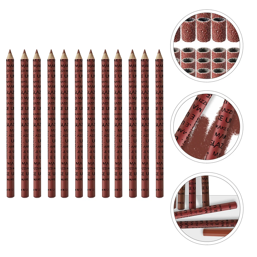 12 pçs conjunto de forro fosco moldar à prova dwaterproof água longa duração colorido maquiagem em pó suprimentos lápis labial forro lápis