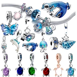 2024 Summer Ocean Animal 925 Sterling Silver Wall Gecko Chameleon Conch Octopus Turtle Dangle Charm Bead Fit Pandora Bracelet