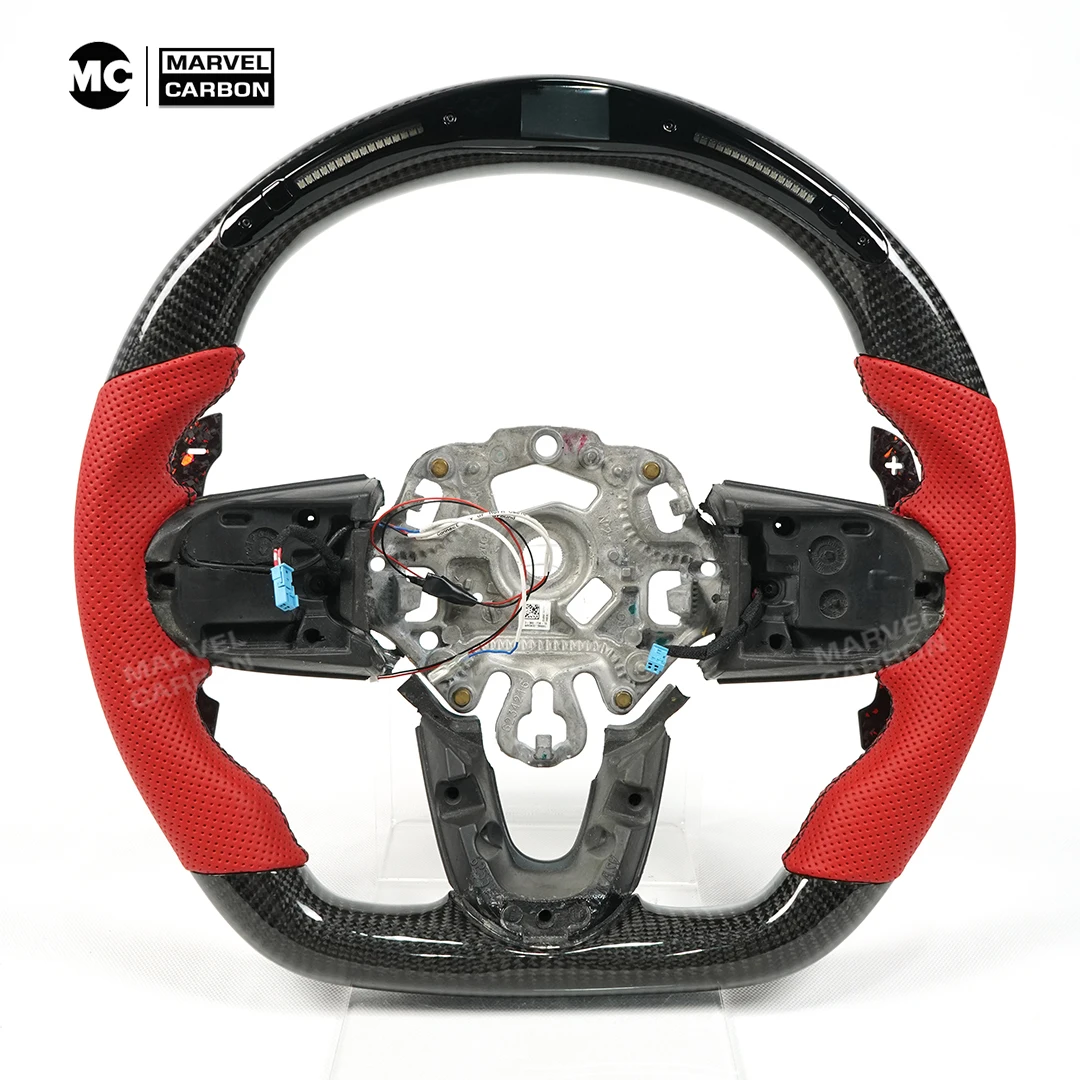 MC Galaxy Pro LED Data Display Steering Wheel For BMW MINI Carbon Fiber Leather Half Punch Steering Wheel