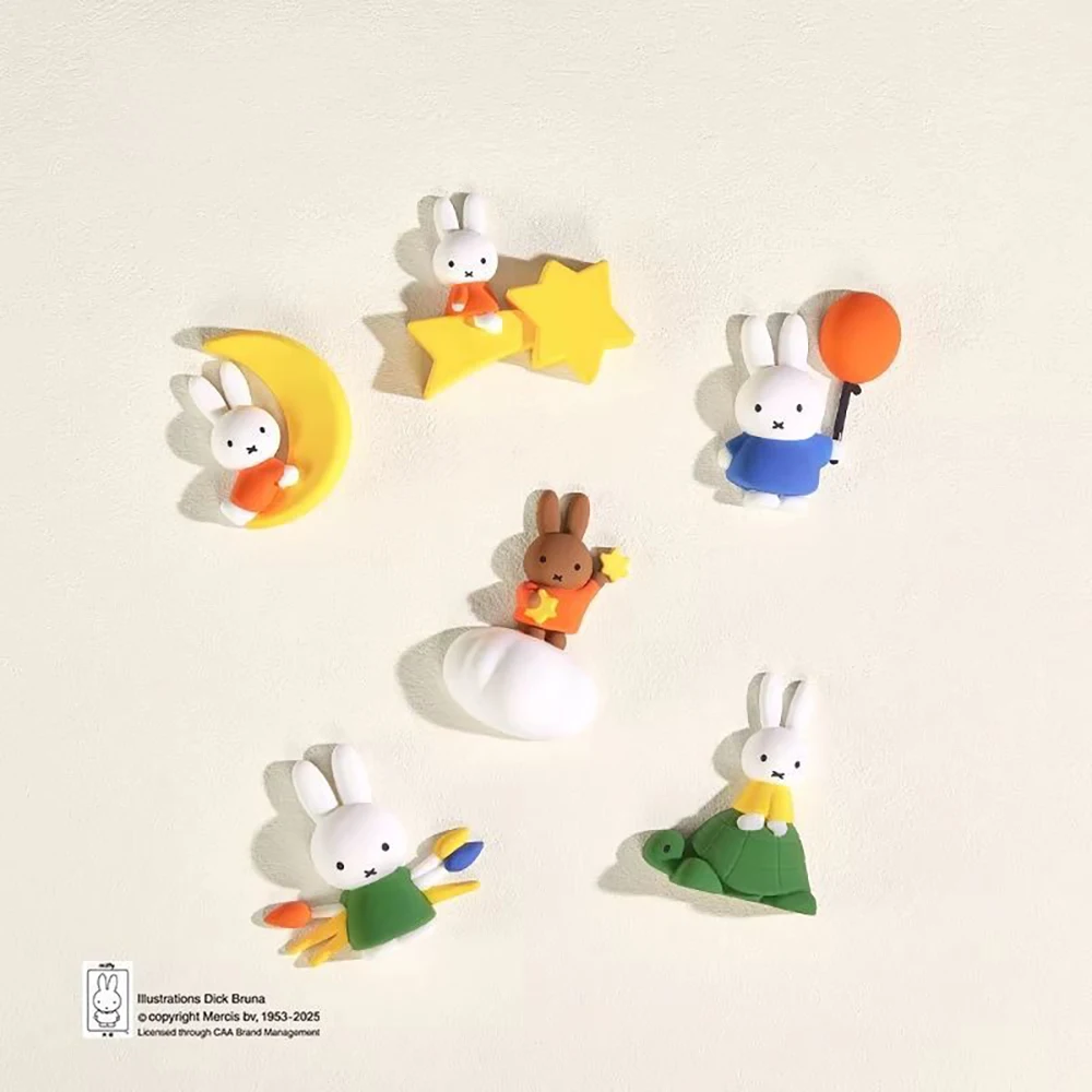 Kawaii Miffy Magnetic Refrigerator Sticker Cute Rabbit Fridge Sticker 3D Resin Figurine Blind Box Home Kitchen Decor Girl Gift