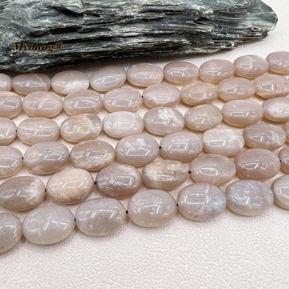 13X18MM Oval Shape Natural Peach Moonstone Sunstone Slice Space Beads For DIY Jewelry Making MY230538