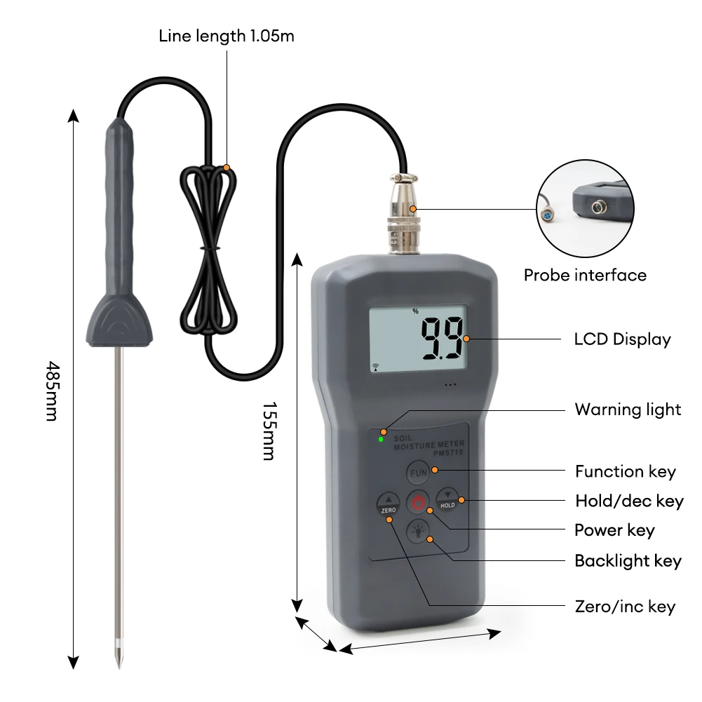 Soil Moisture Meter PMS710 Is Used for Measuring Moisture Content of Soil