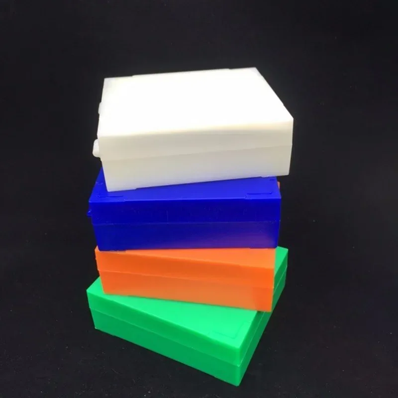 Portable Lab ABS Plastic Microscope Slides Holder Dispenser Slide Storage Box  Case White Green Orange Blue