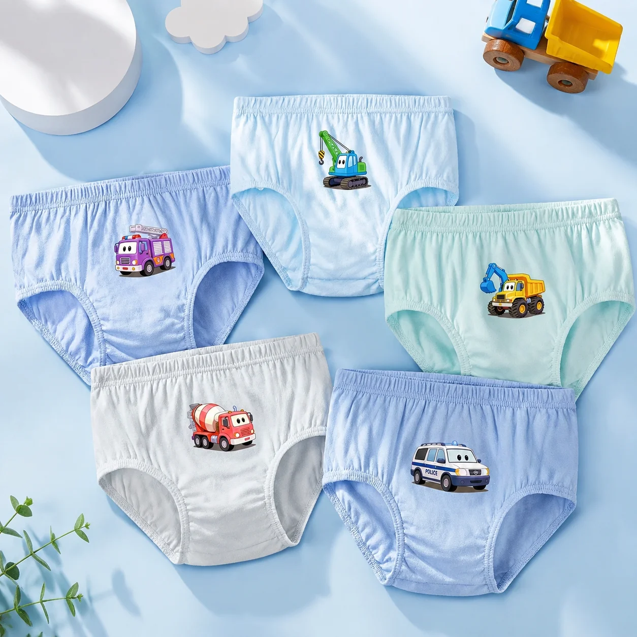 Kids Cotton Triangle Underwear Dinosaur Pattern - Boys Breathable Soft Briefs Set of 5/10 High-Quality Comfortable Children's Un