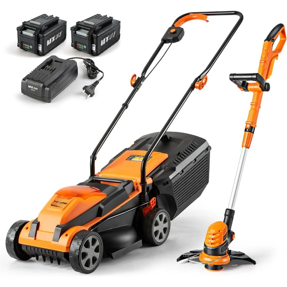 

New upgrade 20VMWGT 24V Max 13-inch Lawn Mower and Grass Trimmer 10-inch Combo with 2x4.0Ah Batteries and Charger