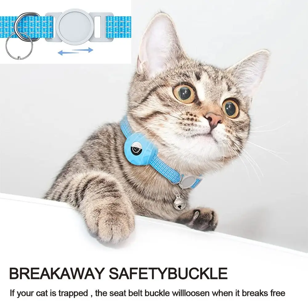 Pet Collar With GPS Tracker Box Reflective Adjustable Collar For Cat Puppy Anti-lost Collar For Apple Airtags Holder For AirTag