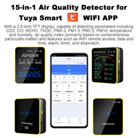 Air Quality Monitor 15-in-1 WiFi Air Detector with Color LCD Screen for Tuya Smart Detects PM2.5 PM10 CO2 TVOC Temp Humidity