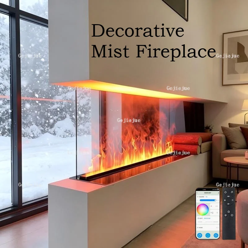 Flame Effect Humidifier Fireplace,Non-Heating Decorative Mist Maker for Home Decor Decorative Mist Fireplace with LED Light