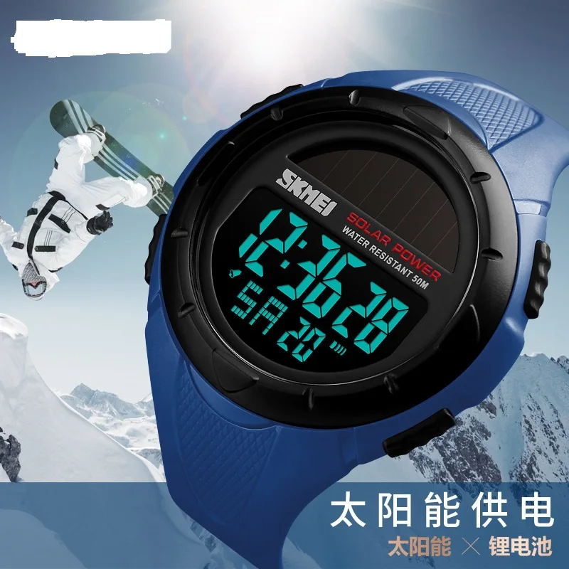 Men Luminous Sport Digital Wristwatches Solar For Power Enviormentally Alarm Male Clock Teenager Watches reloj hombre