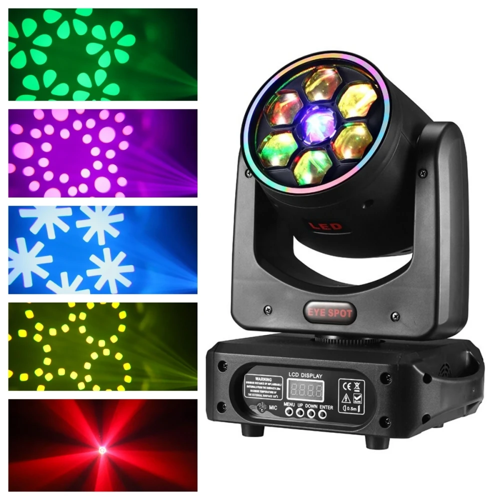 DJ Spot Moving Head Lights 150W Spot with flexible light strip Bee Eyes LEDs Disco Wedding Party DMX Stage lighting