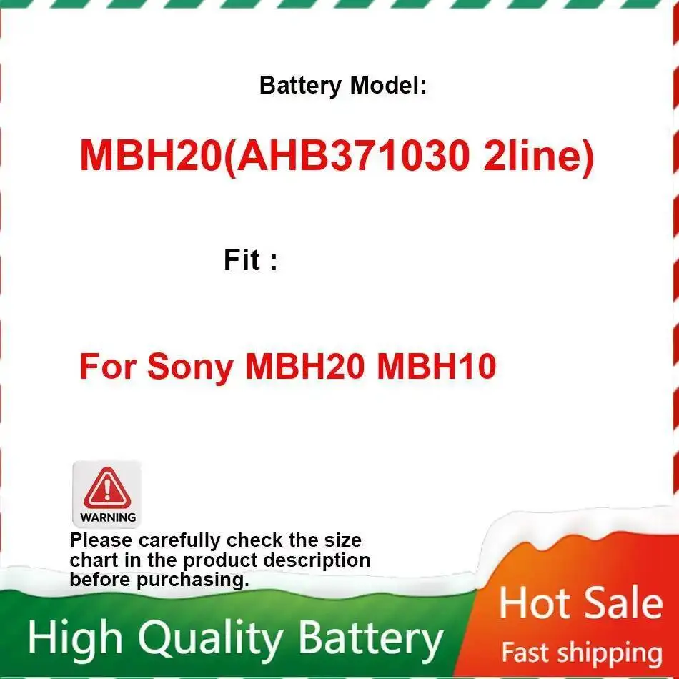 High-Performance MBH20 AHB371030 2Line For Sony MBH10 90Mah Earphone Battery