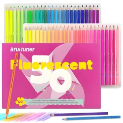 Brutfuner 50-Count Pre-Sharpened Fluorescent Colored Pencils,MediumPoint,Wood,Soft Core,Artist Quality for Sketching&Coloring