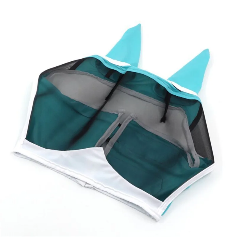 Máscara de mosca de caballo con orejas, máscara de caballo antimosquitos e insectos, máscara de mosca cómoda Ma Chao, máscara de cabeza de caballo-B51B