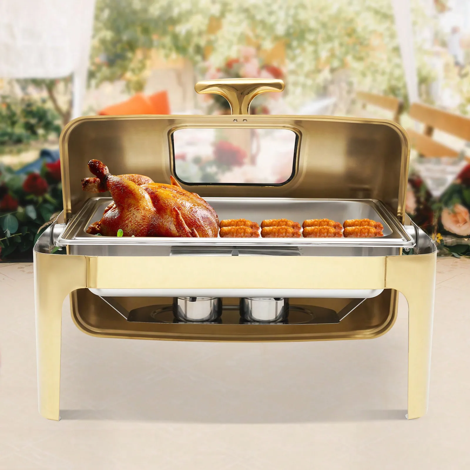 

9.5Qt Rectangular Chafing Dish Roll Top Chafing Dish Buffet Set 9L Stainless Steel Buffet Warmer For Hotels, Buffets