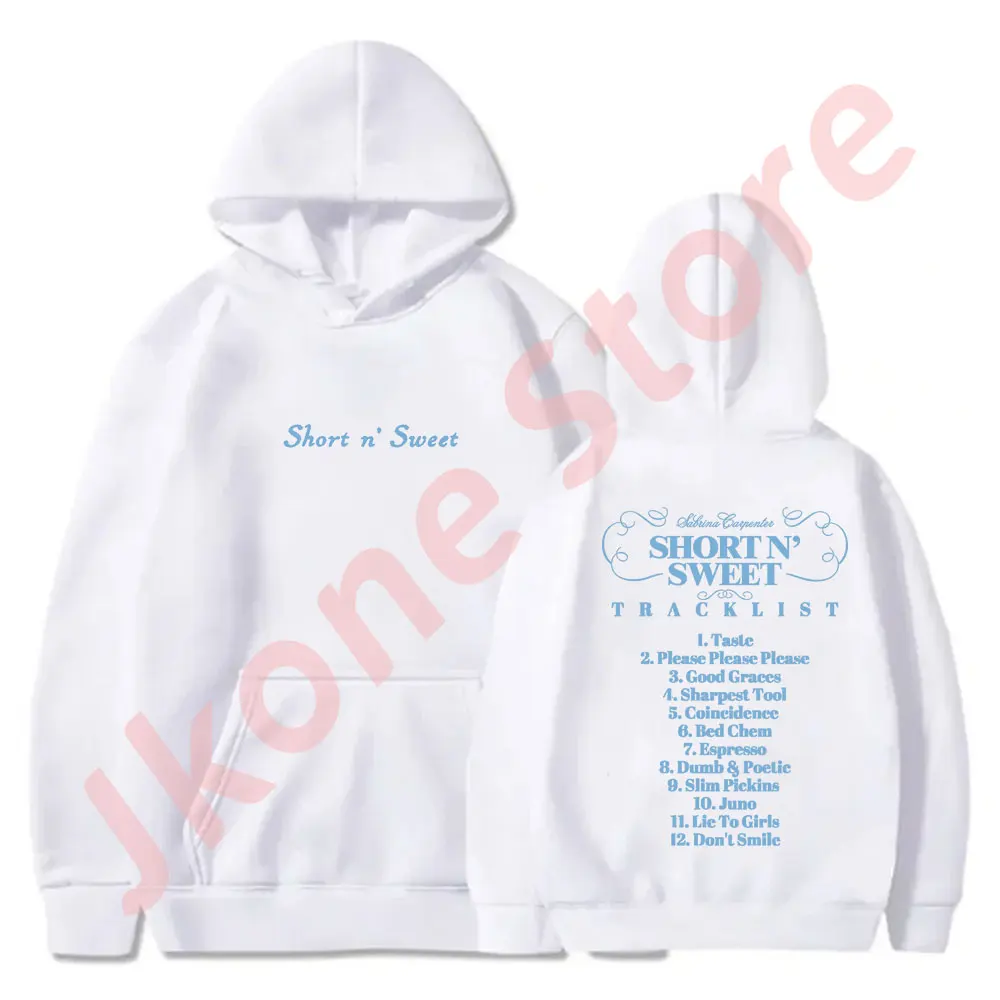 Sabrina Carpenter Tracklist Bluzy Krótkie n' Sweet Tour Merch Pullovers Kobiety Mężczyźni Moda Casual Bluzy