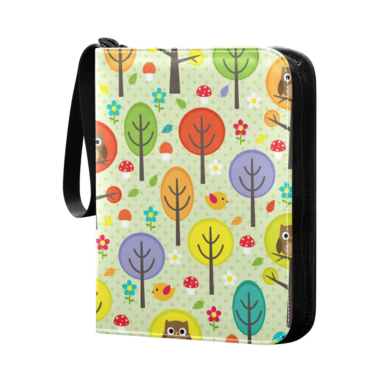 Spring Forest Trees 4 Pocket Cards Binder, 400 Double Sided Pocket Album for Sport Game Cards, Unique Card Collection Storage