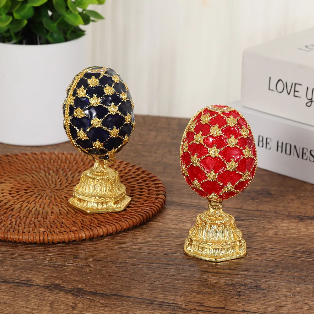 European Home Furnishing Ornament Jewelry Box Russian Easter Egg Egg Middle Egg Ornament Zinc Alloy Storage Trinket Box