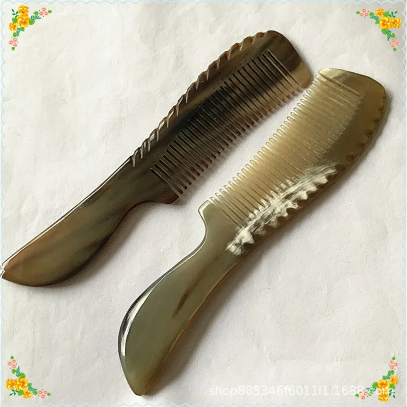 Genuine Goods Natural Thick White Horn Cattle Horn Comb Multi Teeth Massage Health Comb