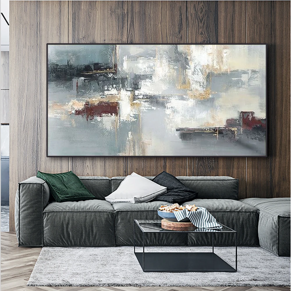 Modern Hand Paint Abstract Thick Oil Painting Nordic Navy Gold Canvas Artwork Handmade Brush Oil Painting For Living Room Decor