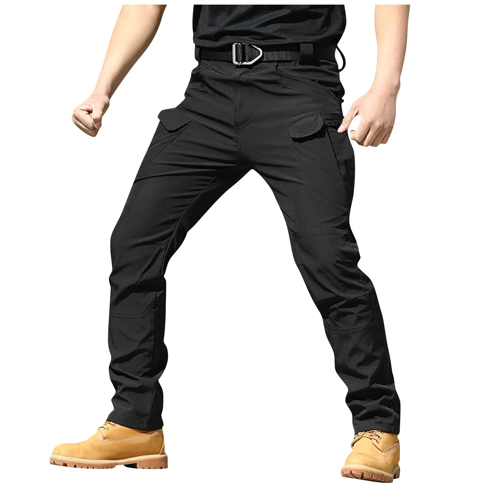 Man's Solid Color And Military Fan Safari Style Fashionable And Casual Multi-pockets Pants Versatile Skinny Long Pencil Trousers