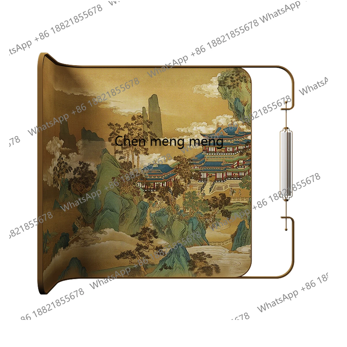 

Stainless steel screen partition modern Chinese painted background with lights custom tea room hotel homestay background wall