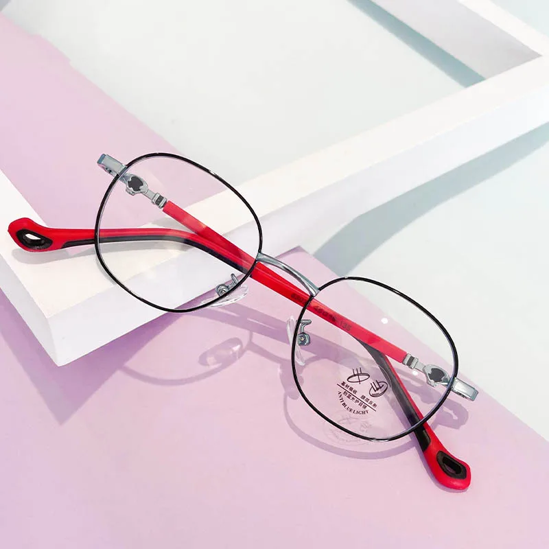 Neue modische medizinische Brille für Kinder, optischer Metallbrillenrahmen, Myopie-Brille, Anti-Blaulicht-Brille für Kinder, 56566