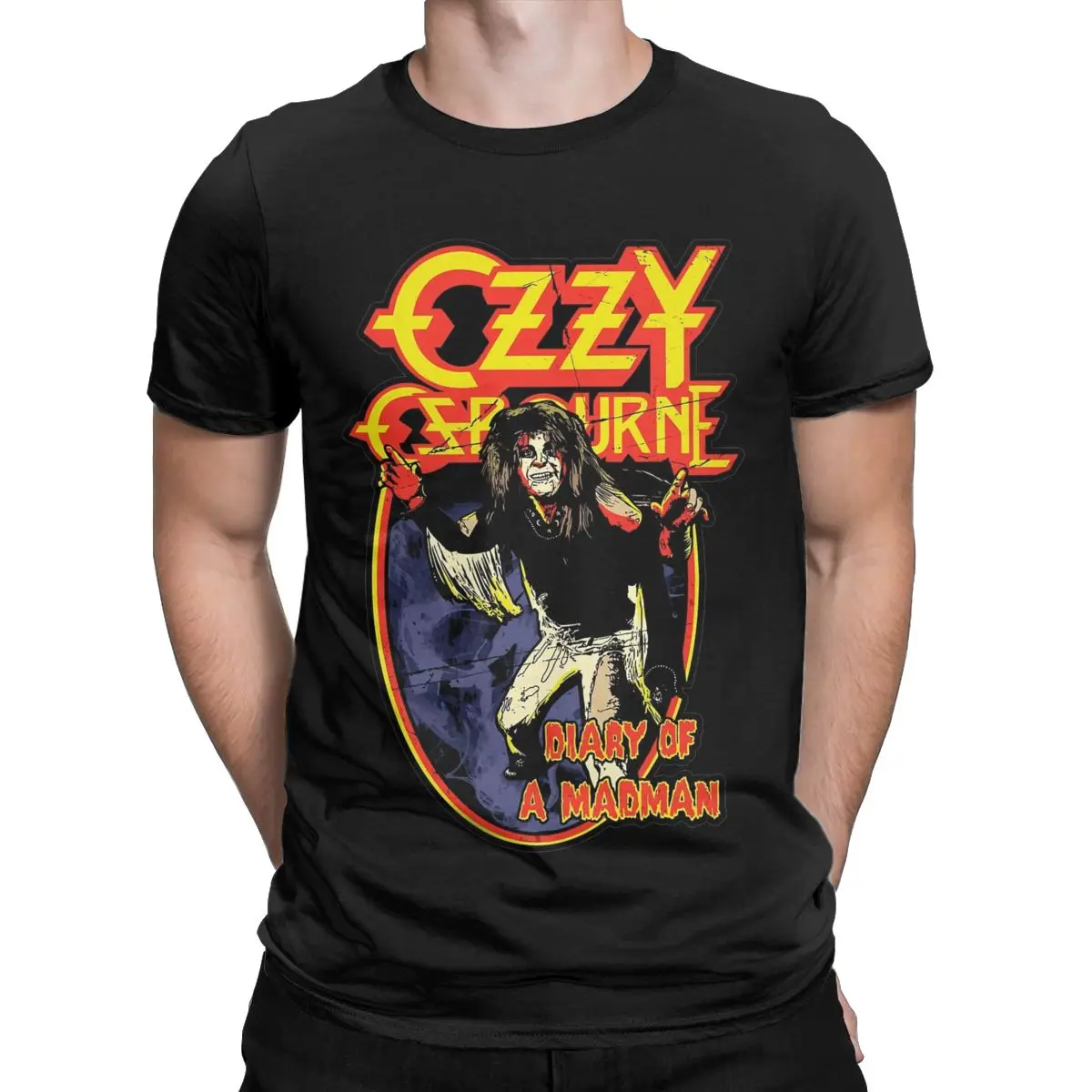 Fashion Diary Of A Madman Ozzy Osbourne Metal T-Shirts for Men Crew Neck Cotton T Shirts Short Sleeve Tees Plus Size Clothing