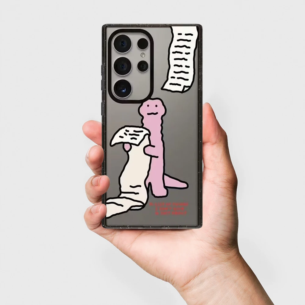 

Pink Newspaper Dinosaur Acrylic Border Case for Samsung Galaxy S26 S25 S24 S23 Ultra S26U S24+ S25+ S26 Plus Protective Case