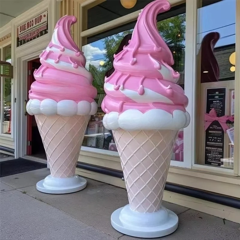 Customized large outdoor fiberglass sculpture Customized simulation ice cream model Shopping mall decorative resin handicraft o
