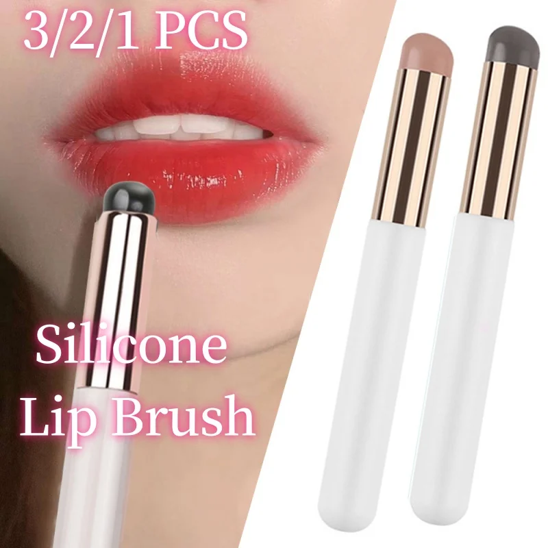 

Silicone Lip Brush Angled Concealer Brush Lipstick Round Head Beauty Makeup Tool Lip Q Elastic Soft Brush With Cap Portable Pen