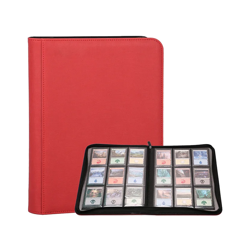 Zipper PU Card Binder 4/9/12 Pocket Fixed Pages Trading Card Collection Album