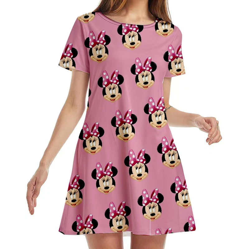 Summer new women's cartoon kawaii 3D printed dress fashionable casual comfortable women's short-sleeved dress