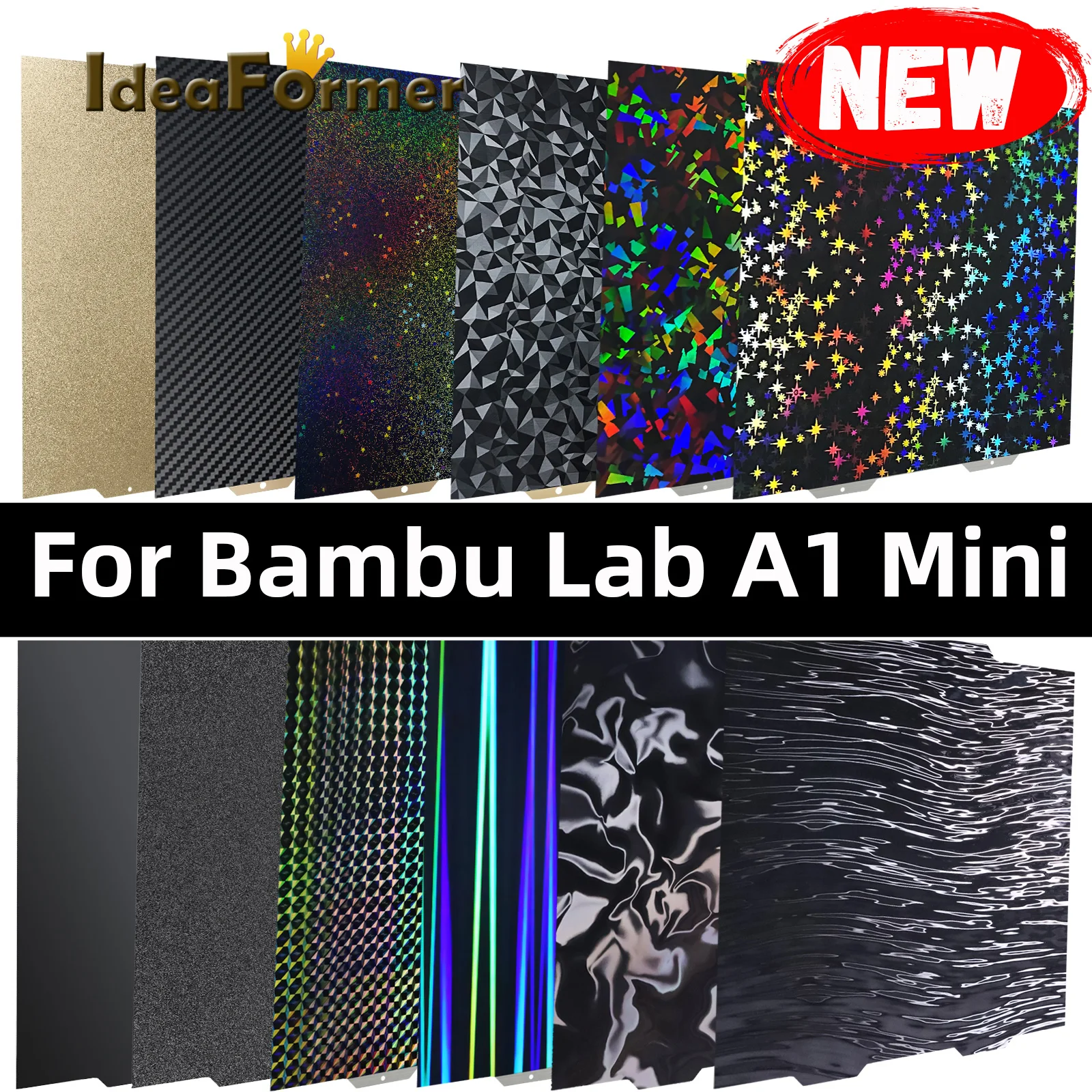 

184 × 184 мм для Bambu Lab A1 Mini PEI PEO PET H1H двухсторонняя Магнитная сборная пластина, двусторонняя пружинная стальная Подогреваемая кровать для 3d принтера